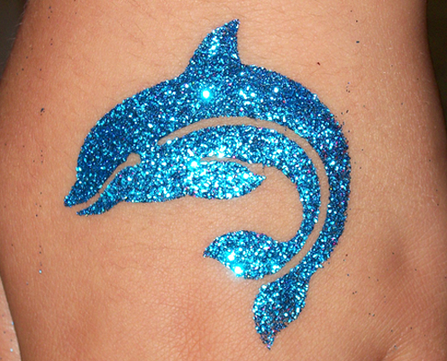 Blue Fish Glitter Tattoo Design